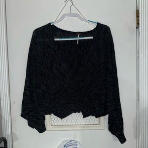 Free People Charcoal Knit Top